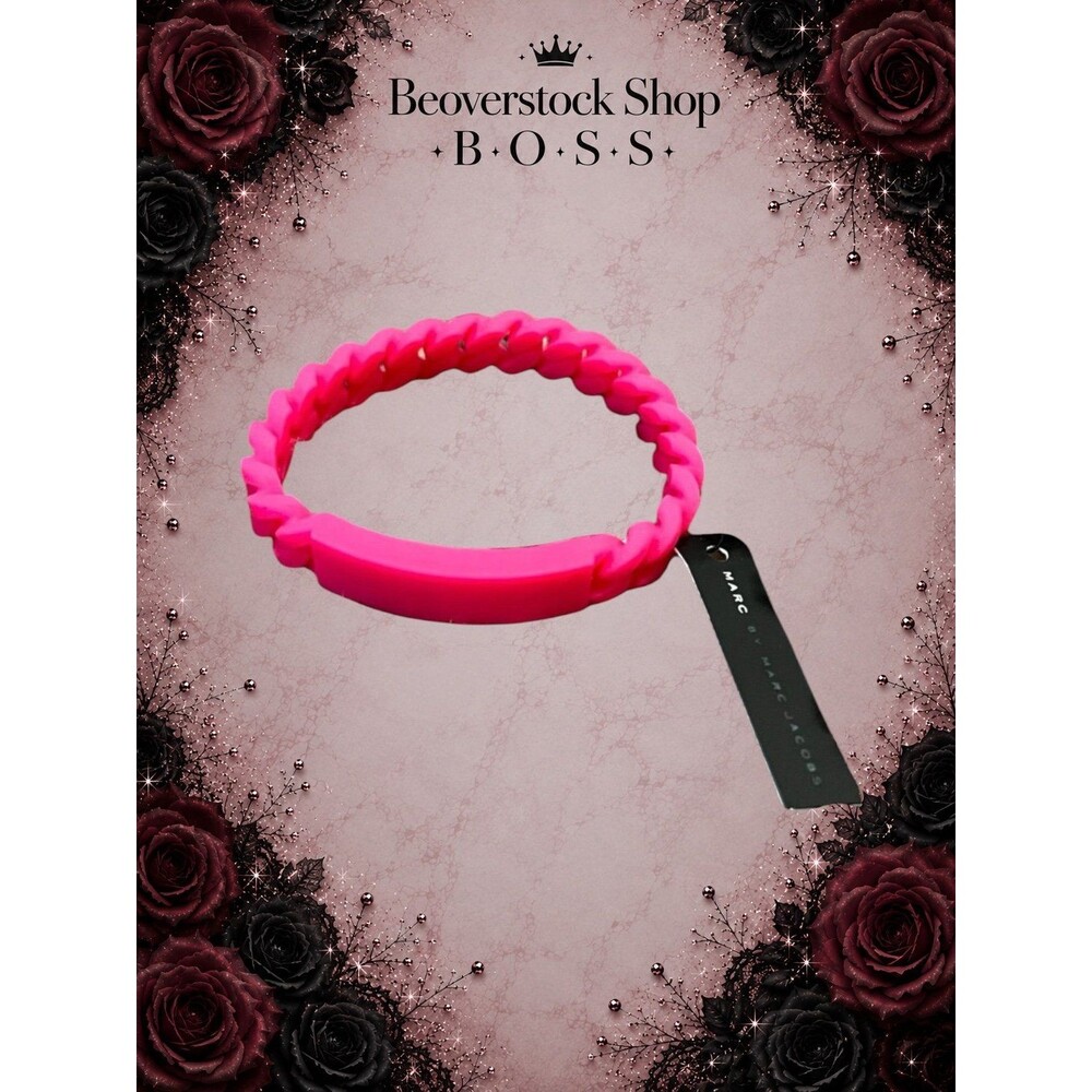 New NWT Marc By Marc Jacobs knockout Pink Standard Supply Braided Silicone Rubbe